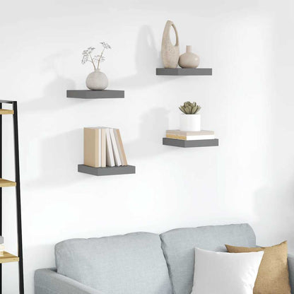 Scaffali a Parete 4 pz Grigio Lucido 23x23,5x3,8 cm in MDF | homemem39