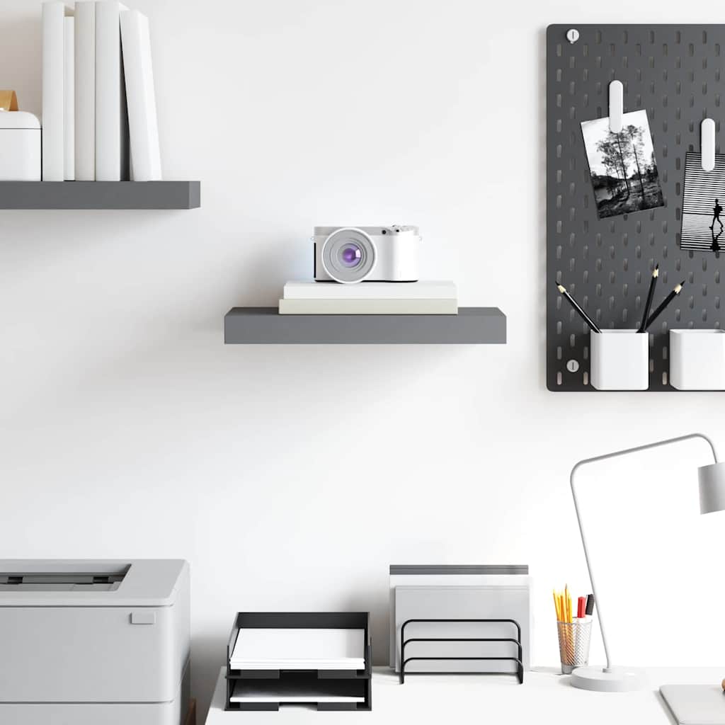 Scaffale a Parete Grigio Lucido 40x23,5x3,8 cm in MDF | homemem39