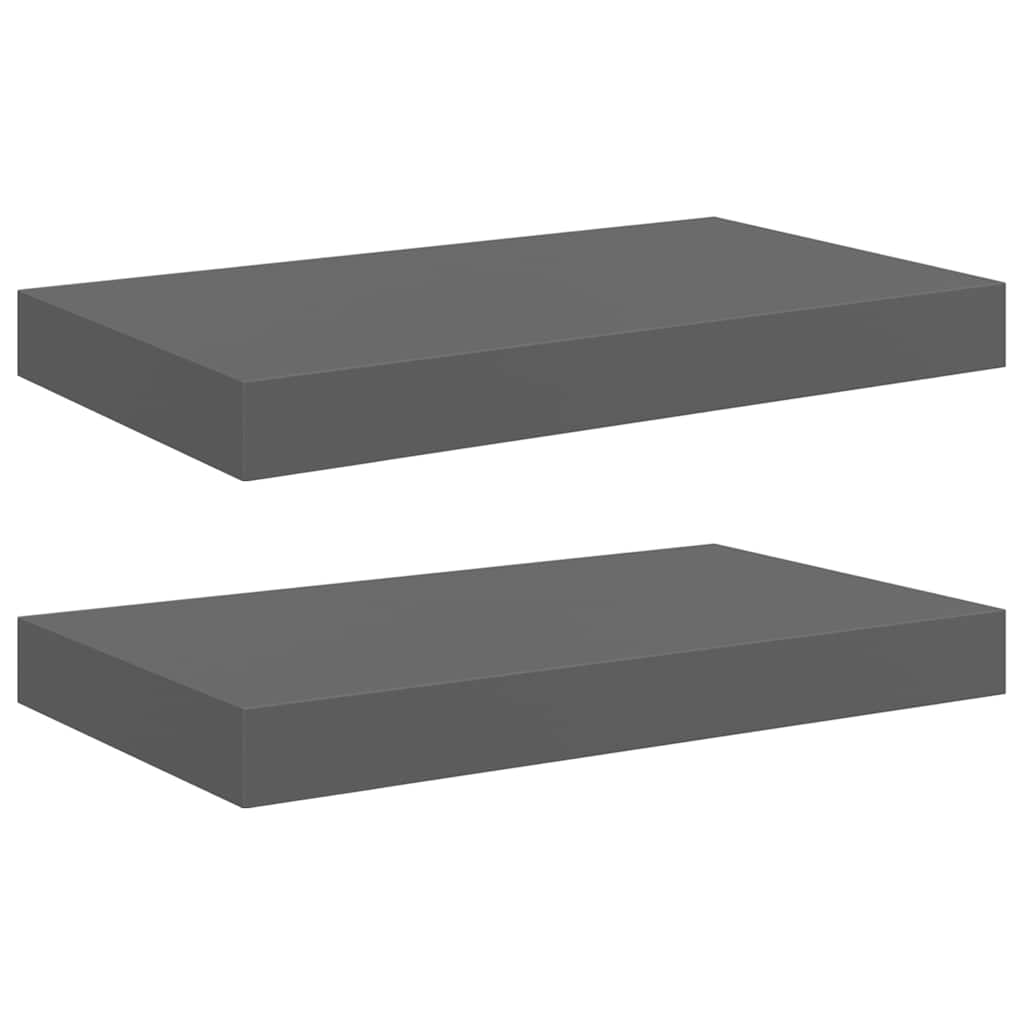 Scaffali a Parete 2 pz Grigio Lucido 40x23,5x3,8 cm in MDF | homemem39