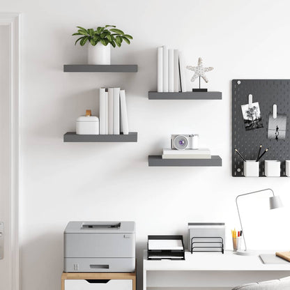 Scaffali a Parete 4 pz Grigio Lucido 40x23,5x3,8 cm in MDF | homemem39