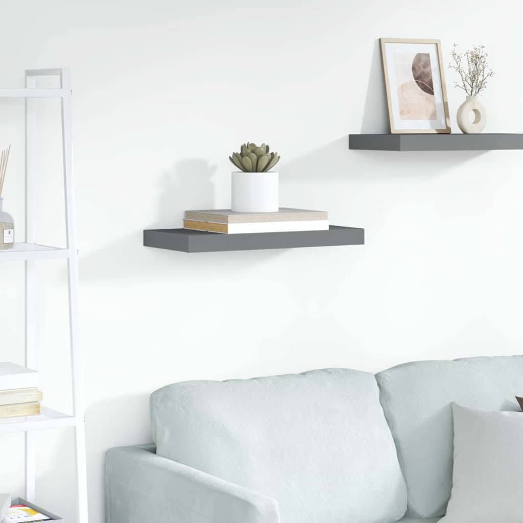 Scaffale a Parete Grigio Lucido 50x23,5x3,8 cm in MDF
