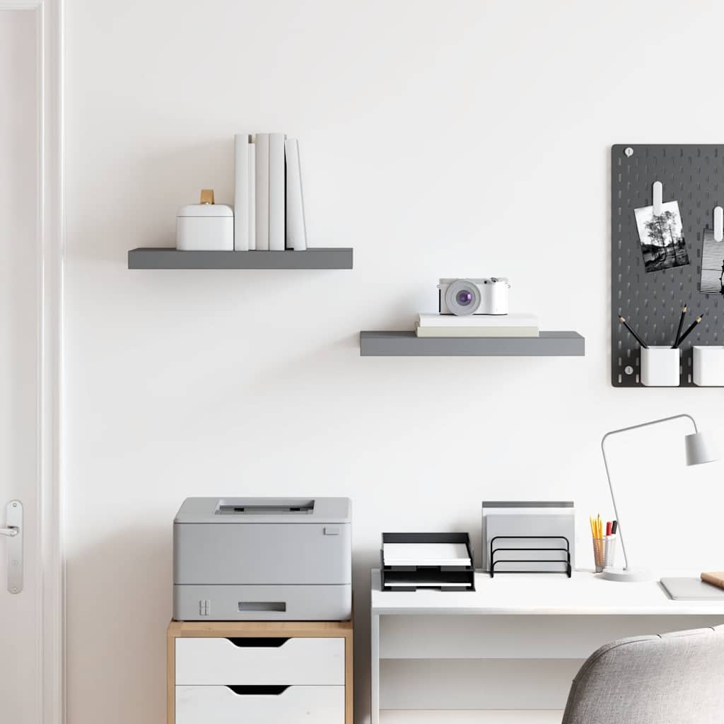 Scaffali a Parete 2 pz Grigio Lucido 50x23,5x3,8 cm in MDF | homemem39