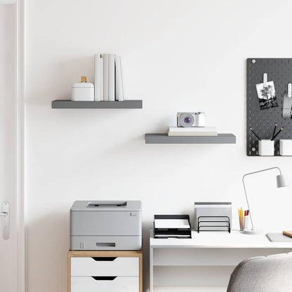 Scaffali a Parete 2 pz Grigio Lucido 50x23,5x3,8 cm in MDF | homemem39