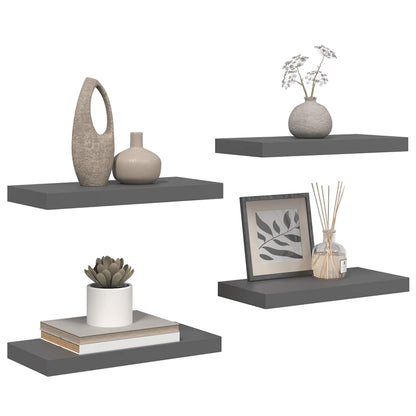 Scaffali a Parete 4 pz Grigio Lucido 50x23,5x3,8 cm in MDF | homemem39