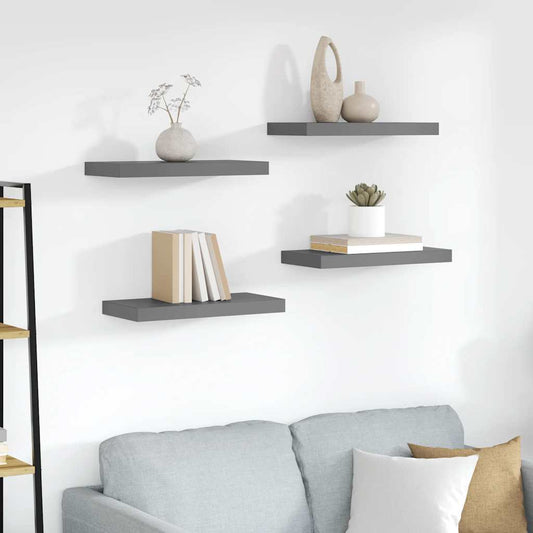 Scaffali a Parete 4 pz Grigio Lucido 50x23,5x3,8 cm in MDF | homemem39
