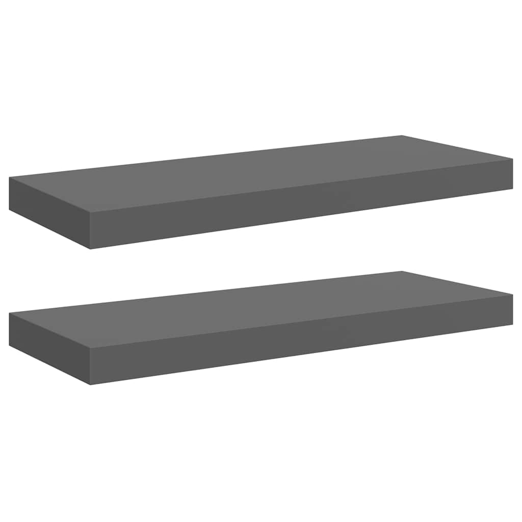 Scaffali a Parete 2 pz Grigio Lucido 60x23,5x3,8 cm in MDF | homemem39