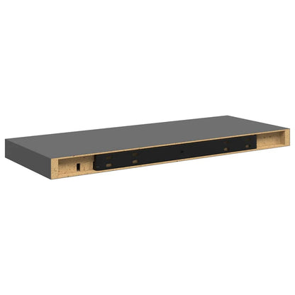 Scaffali a Parete 2 pz Grigio Lucido 60x23,5x3,8 cm in MDF | homemem39