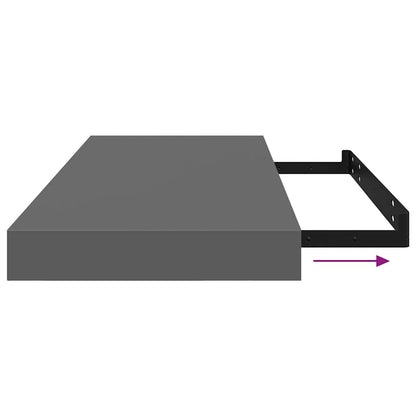 Scaffali a Parete 2 pz Grigio Lucido 60x23,5x3,8 cm in MDF | homemem39