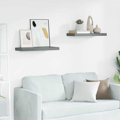 Scaffali a Parete 2 pz Grigio Lucido 60x23,5x3,8 cm in MDF | homemem39