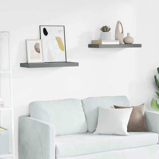 Scaffali a Parete 2 pz Grigio Lucido 60x23,5x3,8 cm in MDF | homemem39