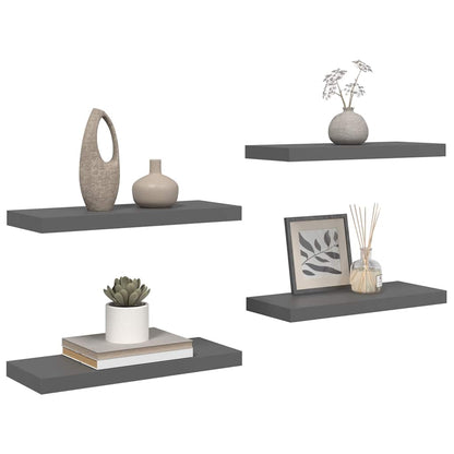 Scaffali a Parete 4 pz Grigio Lucido 60x23,5x3,8 cm in MDF | homemem39
