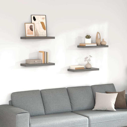 Scaffali a Parete 4 pz Grigio Lucido 60x23,5x3,8 cm in MDF