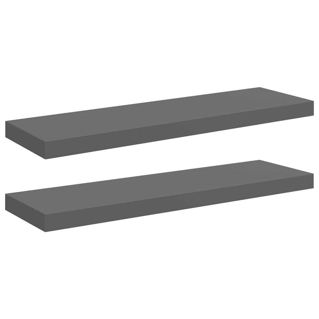 Scaffali a Parete 2 pz Grigio Lucido 80x23,5x3,8 cm in MDF