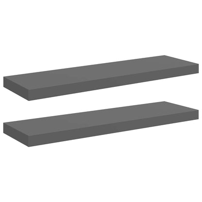 Scaffali a Parete 2 pz Grigio Lucido 80x23,5x3,8 cm in MDF