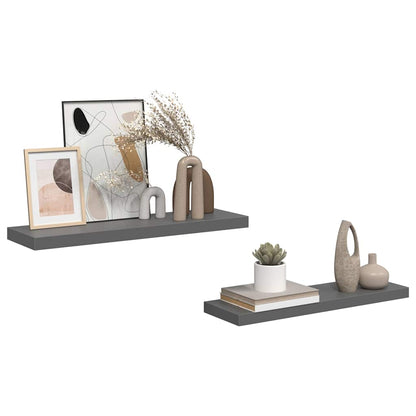 Scaffali a Parete 2 pz Grigio Lucido 80x23,5x3,8 cm in MDF | homemem39
