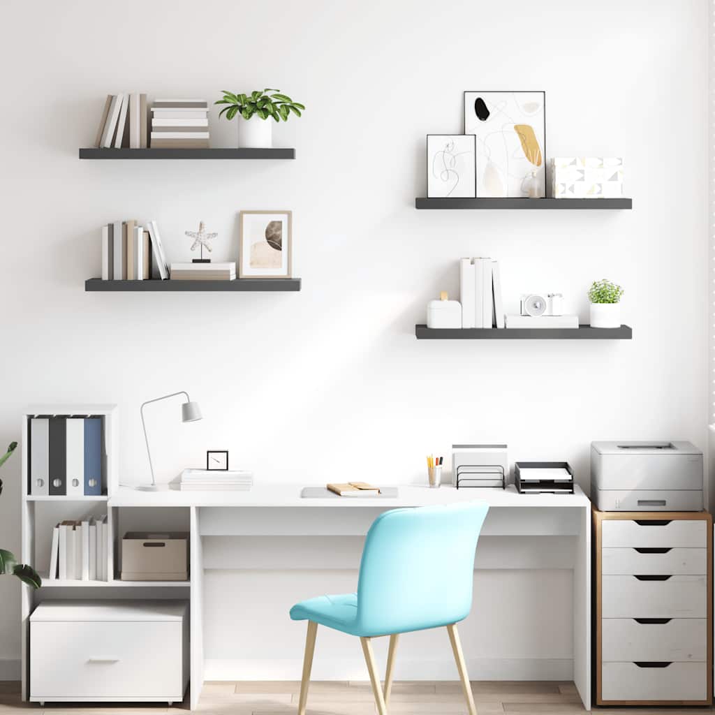 Scaffali a Parete 4 pz Grigio Lucido 80x23,5x3,8 cm in MDF | homemem39