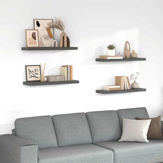 Scaffali a Parete 4 pz Grigio Lucido 80x23,5x3,8 cm in MDF | homemem39