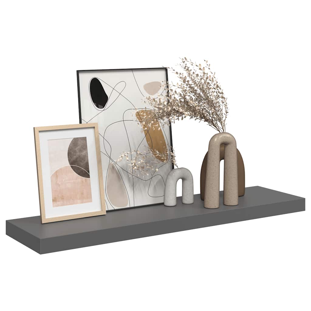 Scaffale a Parete Grigio Lucido 90x23,5x3,8 cm in MDF | homemem39