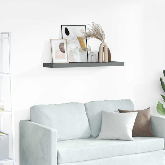 Scaffale a Parete Grigio Lucido 90x23,5x3,8 cm in MDF | homemem39