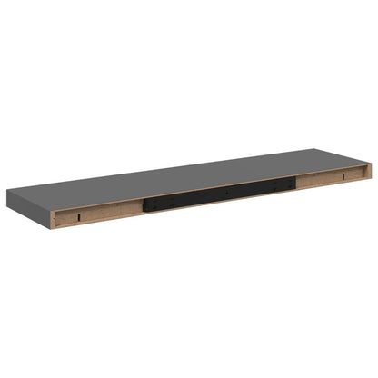 Scaffale a Parete Grigio Lucido 90x23,5x3,8 cm in MDF