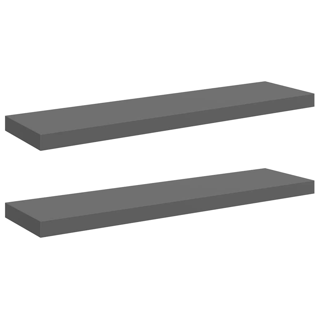 Scaffali a Parete 2 pz Grigio Lucido 90x23,5x3,8 cm in MDF | homemem39