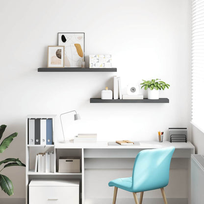 Scaffali a Parete 2 pz Grigio Lucido 90x23,5x3,8 cm in MDF | homemem39