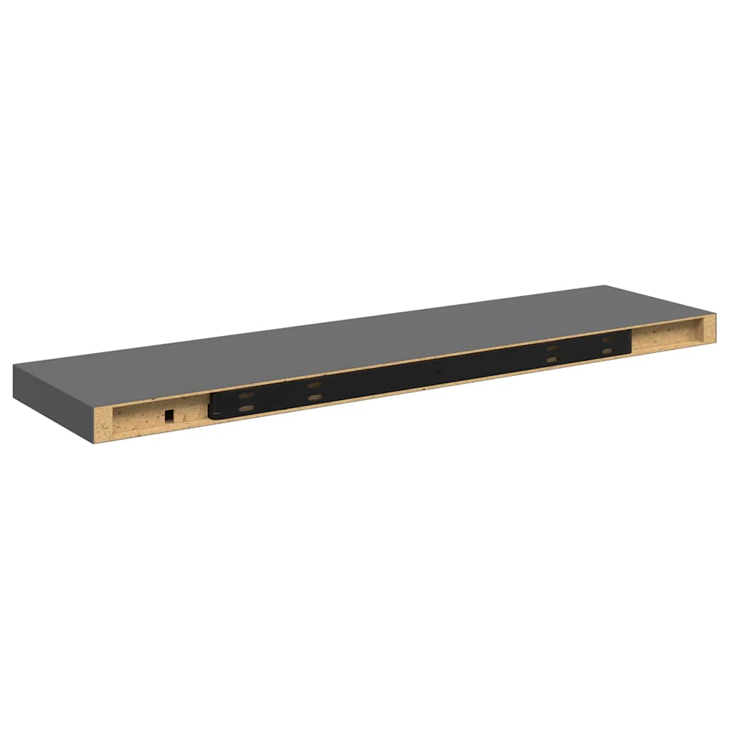 Scaffali a Parete 2 pz Grigio Lucido 90x23,5x3,8 cm in MDF | homemem39