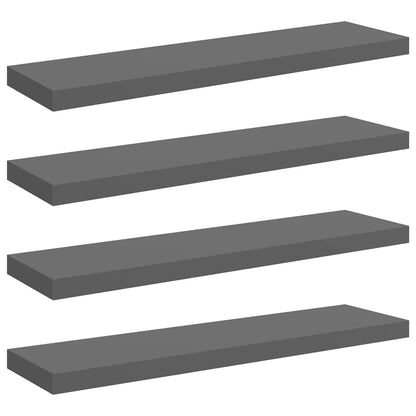 Scaffali a Parete 4 pz Grigio Lucido 90x23,5x3,8 cm in MDF | homemem39
