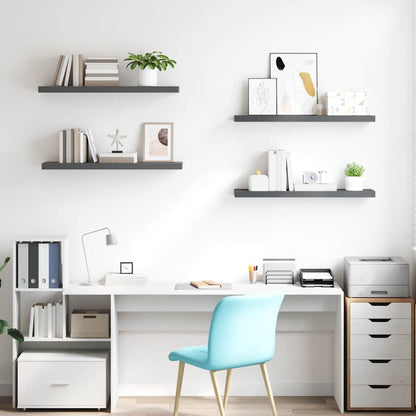 Scaffali a Parete 4 pz Grigio Lucido 90x23,5x3,8 cm in MDF | homemem39