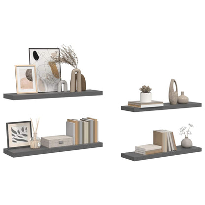 Scaffali a Parete 4 pz Grigio Lucido 90x23,5x3,8 cm in MDF | homemem39