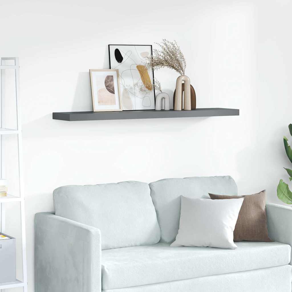 Scaffale a Parete Grigio Lucido 120x23,5x3,8 cm in MDF | homemem39
