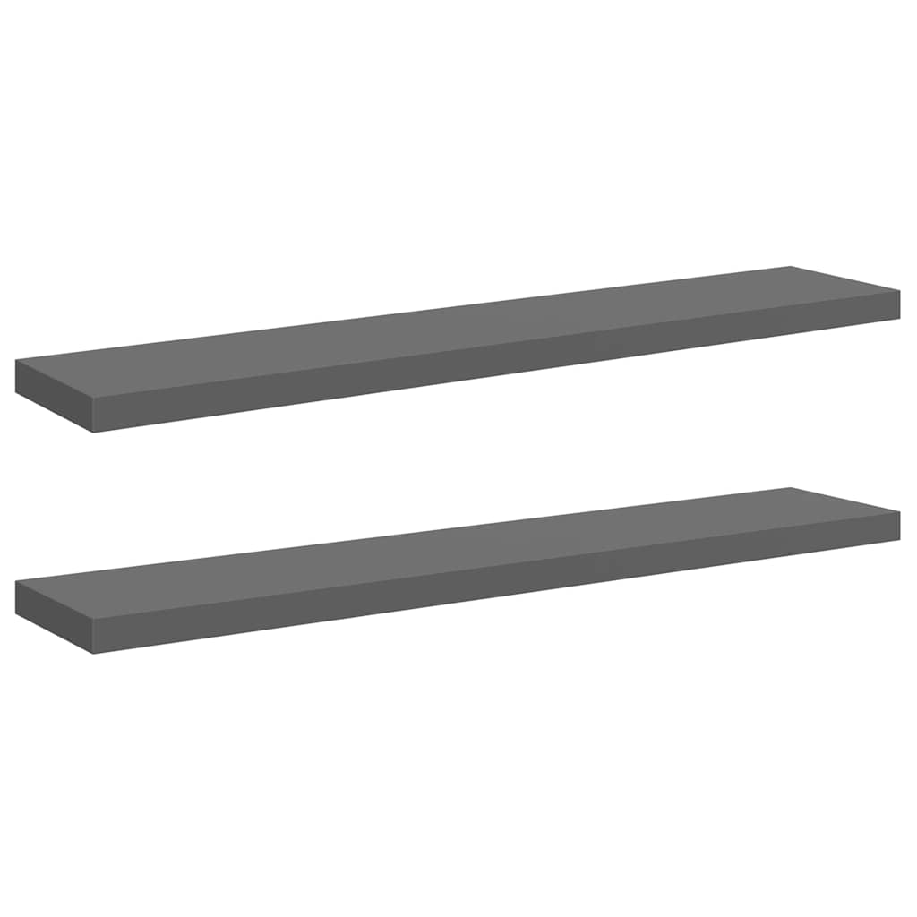 Scaffali a Parete 2 pz Grigio Lucido 120x23,5x3,8 cm in MDF | homemem39