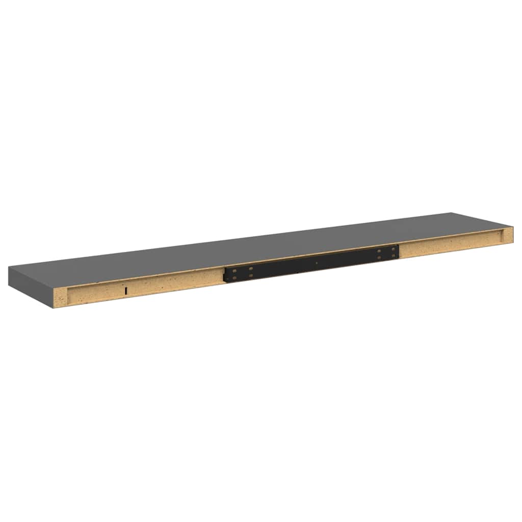 Scaffali a Parete 2 pz Grigio Lucido 120x23,5x3,8 cm in MDF | homemem39