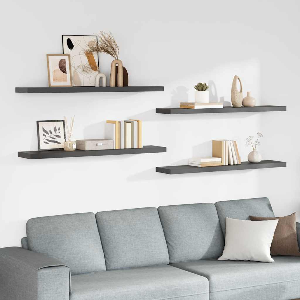 Scaffali a Parete 4 pz Grigio Lucido 120x23,5x3,8 cm in MDF | homemem39