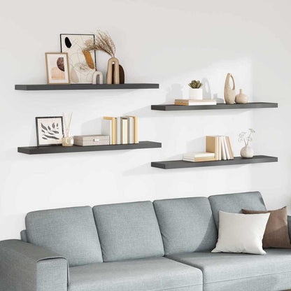 Scaffali a Parete 4 pz Grigio Lucido 120x23,5x3,8 cm in MDF