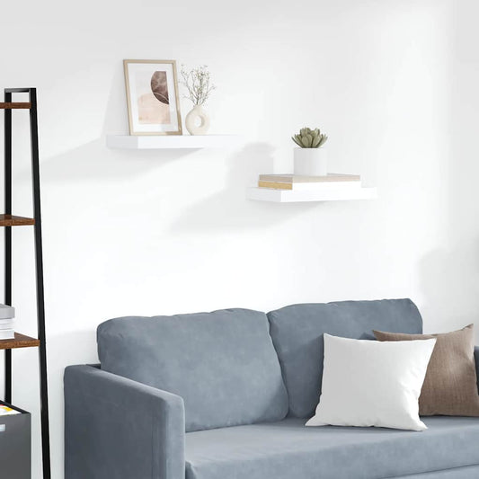 Scaffali a Parete 2 pz Bianchi 40x23,5x3,8 cm in MDF | homemem39