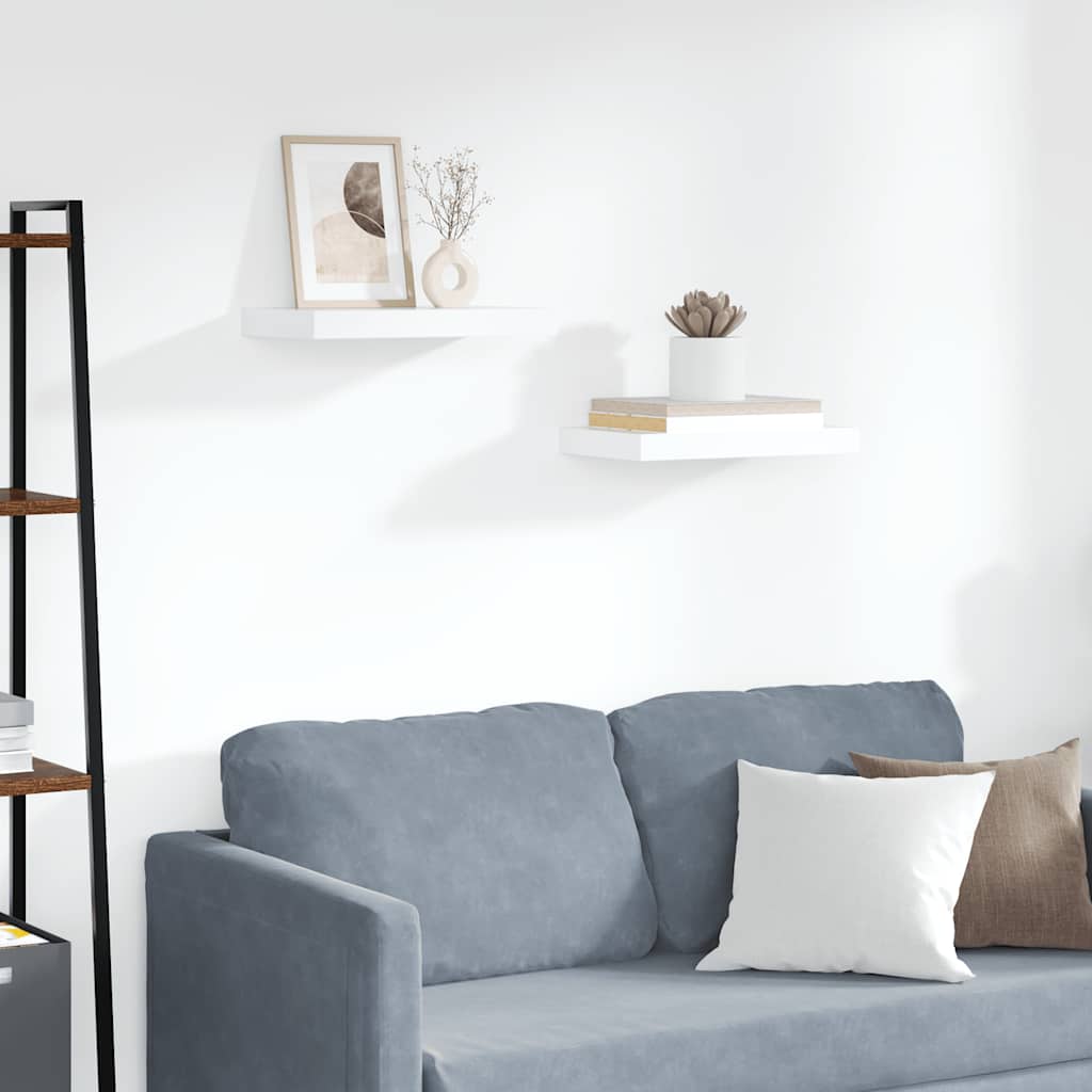 Scaffali a Parete 2 pz Bianchi 40x23x3,8 cm in MDF