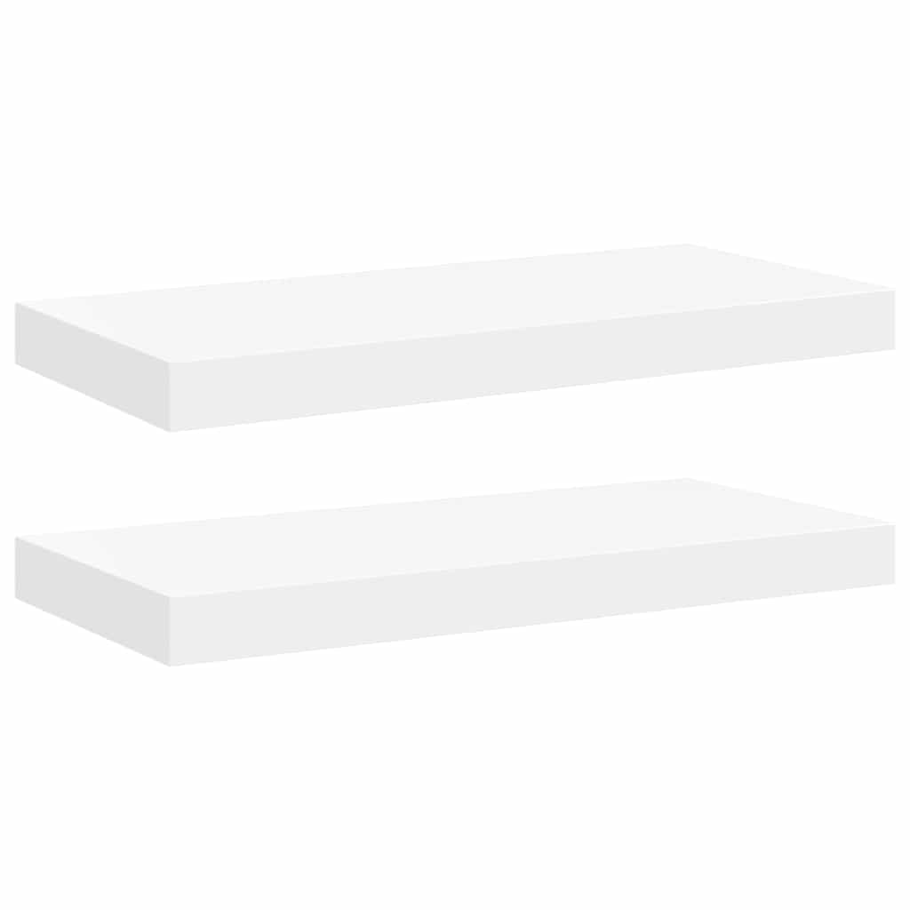 Scaffali a Parete 2 pz Bianchi 50x23,5x3,8 cm in MDF | homemem39