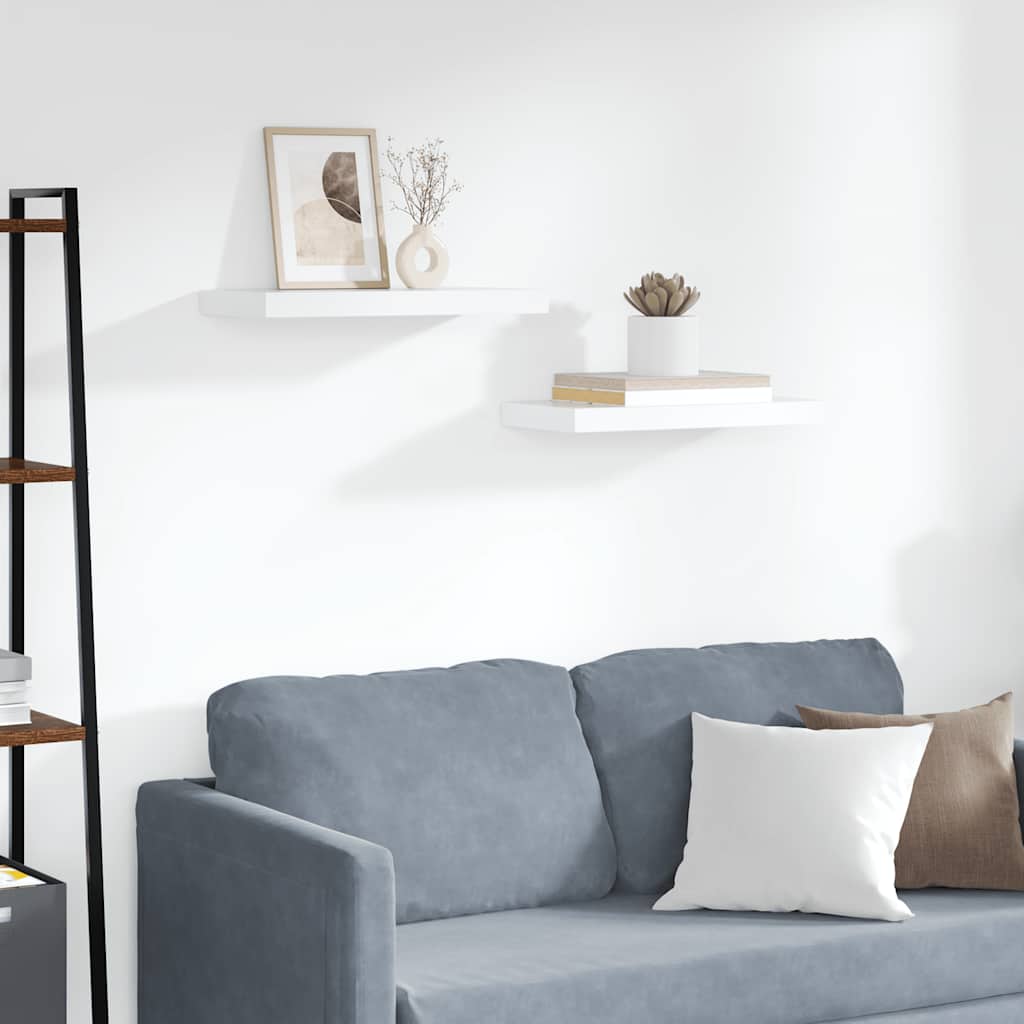 Scaffali a Parete 2 pz Bianchi 50x23,5x3,8 cm in MDF | homemem39