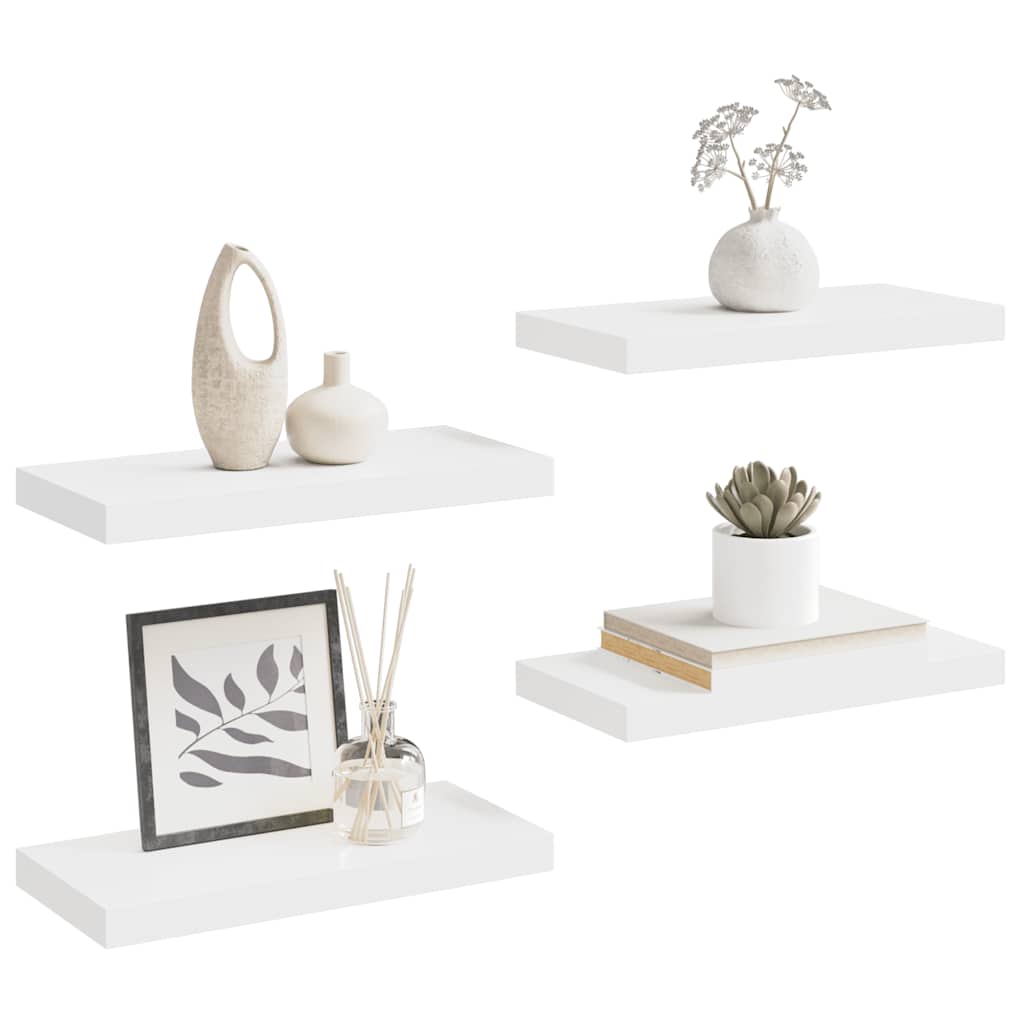 Scaffali a Parete 4 pz Bianchi 50x23,5x3,8 cm in MDF | homemem39