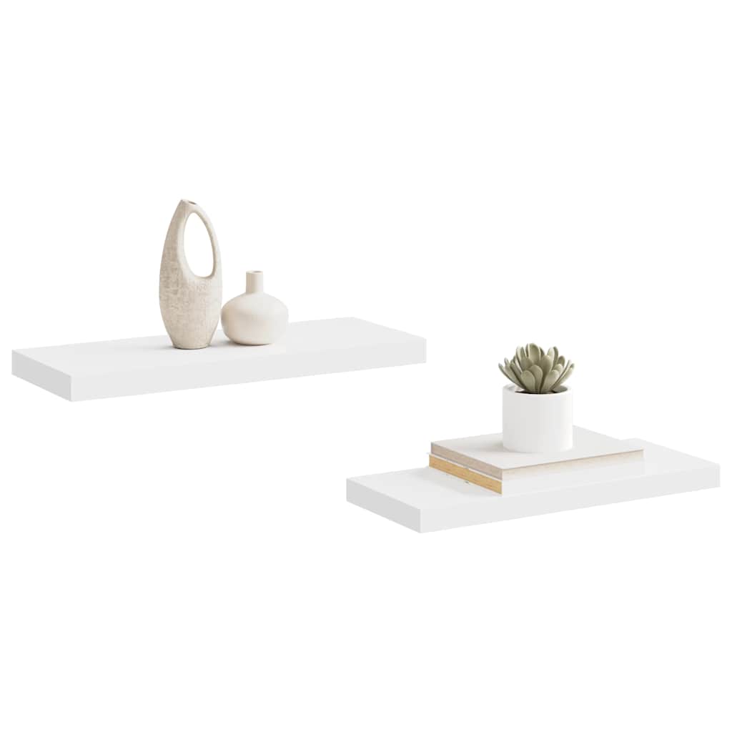 Scaffali a Parete 2 pz Bianchi 60x23,5x3,8 cm in MDF | homemem39