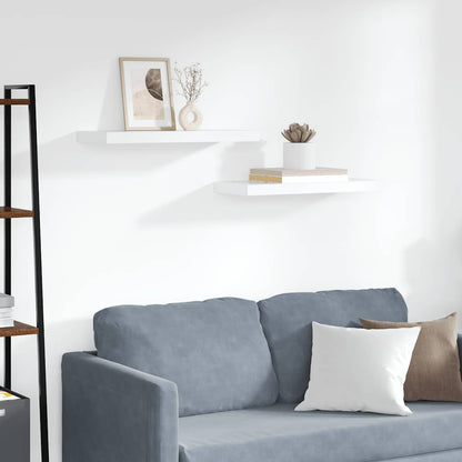 Scaffali a Parete 2 pz Bianchi 60x23,5x3,8 cm in MDF | homemem39