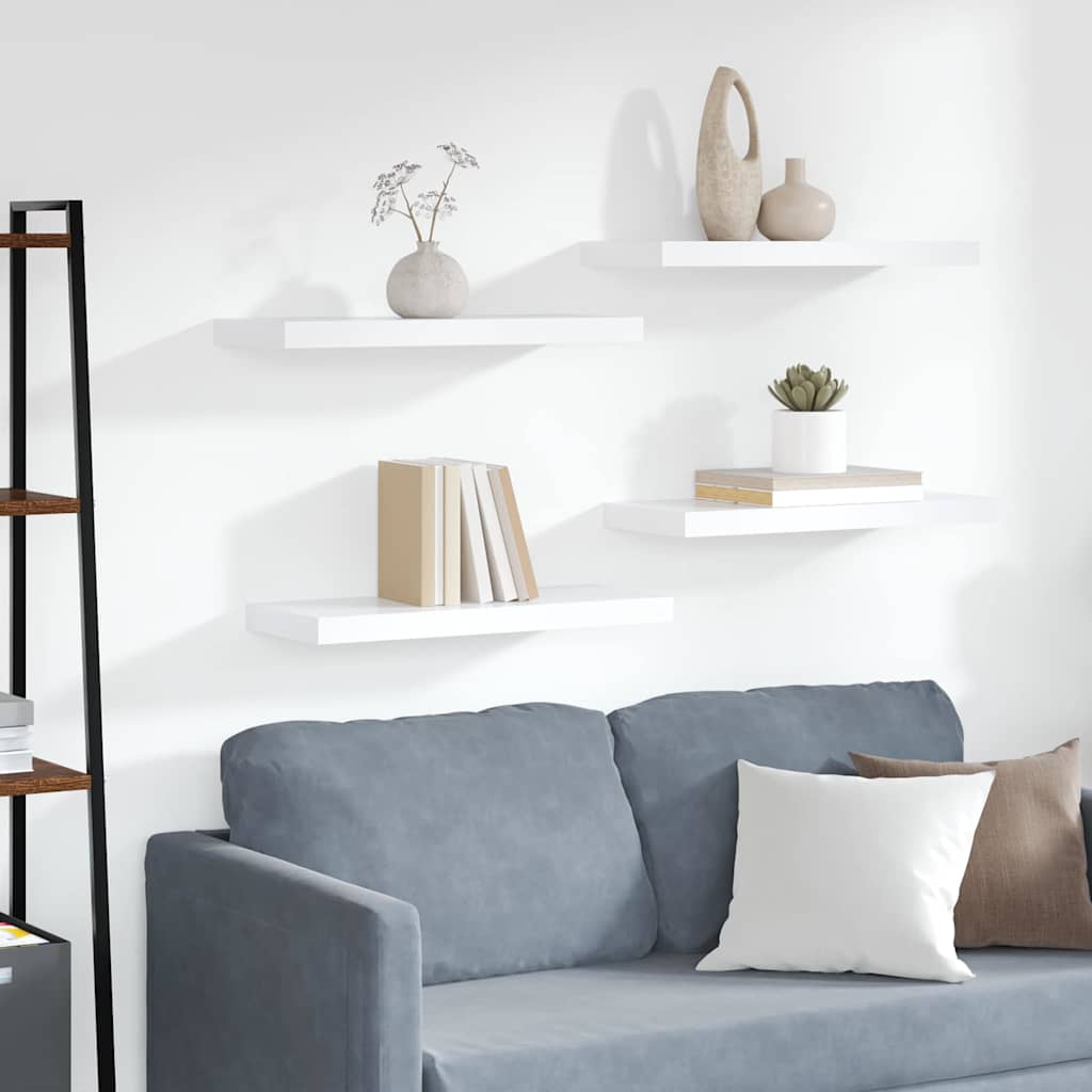 Scaffali a Parete 4 pz Bianchi 60x23,5x3,8 cm in MDF | homemem39
