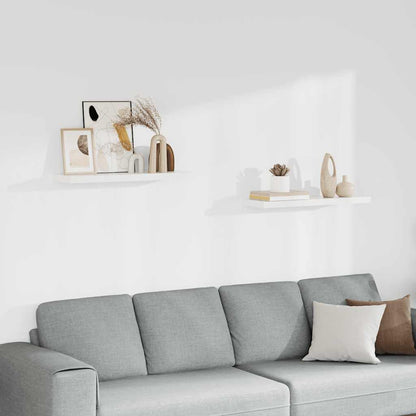 Scaffali a Parete 2 pz Bianchi 80x23,5x3,8 cm in MDF | homemem39