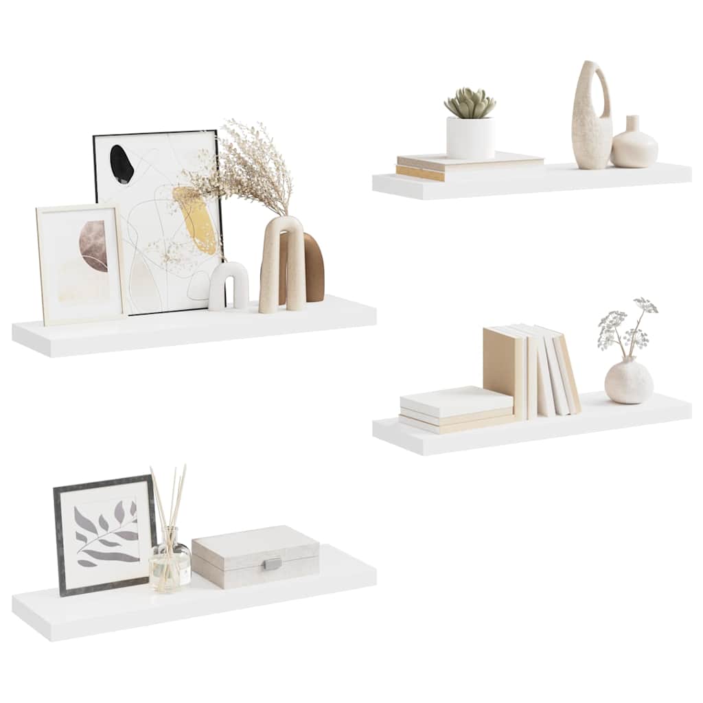 Scaffali a Parete 4 pz Bianchi 80x23,5x3,8 cm in MDF | homemem39