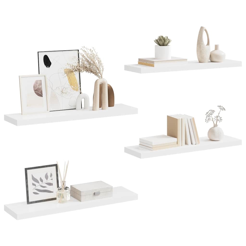 Scaffali a Parete 4 pz Bianchi 90x23,5x3,8 cm in MDF | homemem39