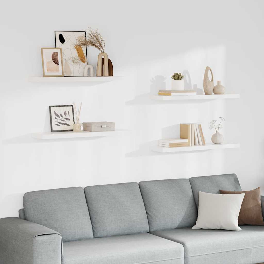 Scaffali a Parete 4 pz Bianchi 90x23,5x3,8 cm in MDF | homemem39