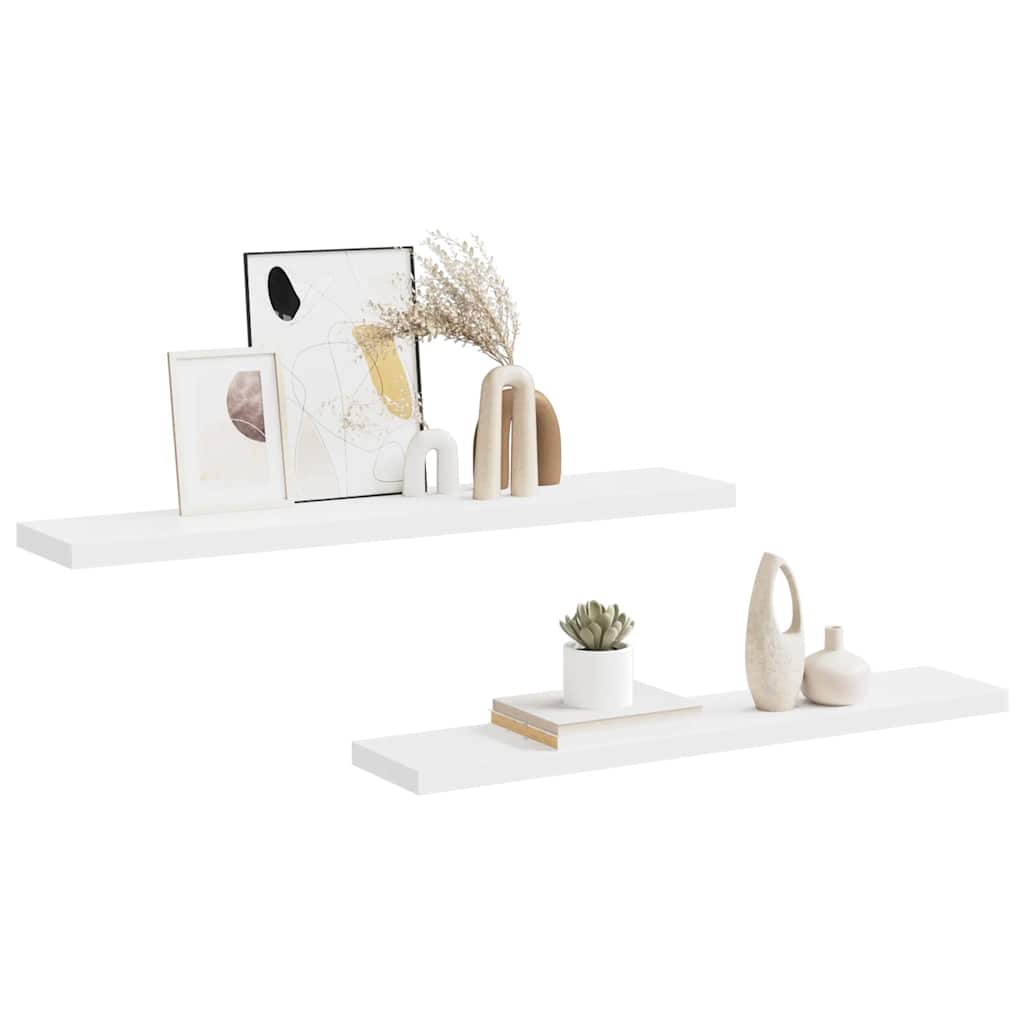 Scaffali a Parete 2 pz Bianchi 120x23,5x3,8 cm in MDF | homemem39