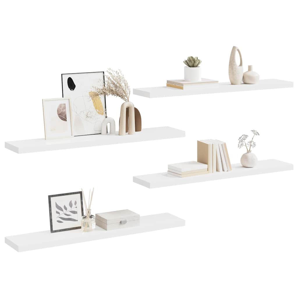 Scaffali a Parete 4 pz Bianchi 120x23,5x3,8 cm in MDF | homemem39