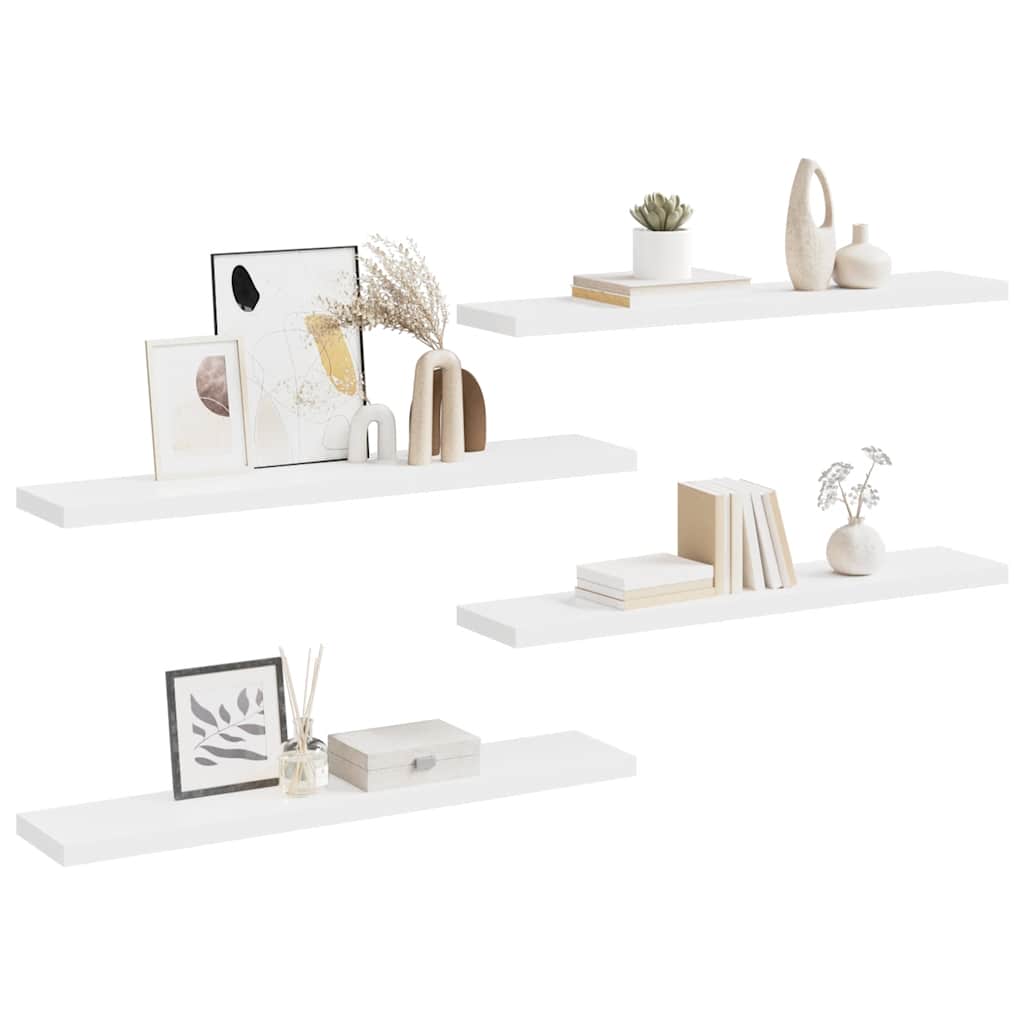 Scaffali a Parete 4 pz Bianchi 120x23,5x3,8 cm in MDF - homemem39